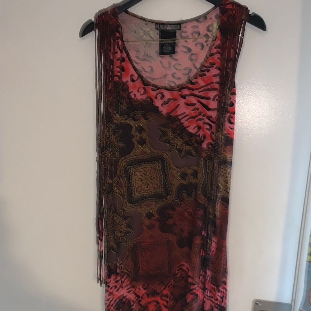 The Pyramid Collection Red and Brown Patterned Dress